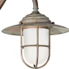 Applique in Ottone Vintage da Esterno, Vetro Opale IP44 - Elfico