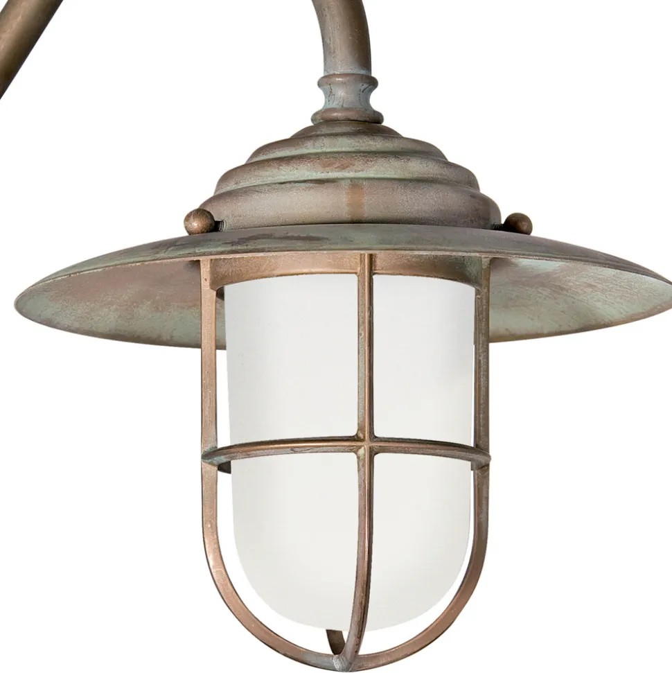 Applique in Ottone Vintage da Esterno, Vetro Opale IP44 - Elfico