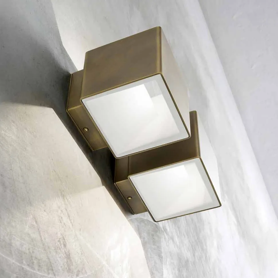 Applique LED in Ottone e Gesso Made in Italy - Cubetto Aldo Bernardi