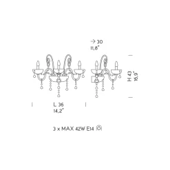 Applique 3 Luci Artigianale in Vetro di Venezia Made in Italy - Fiorentino