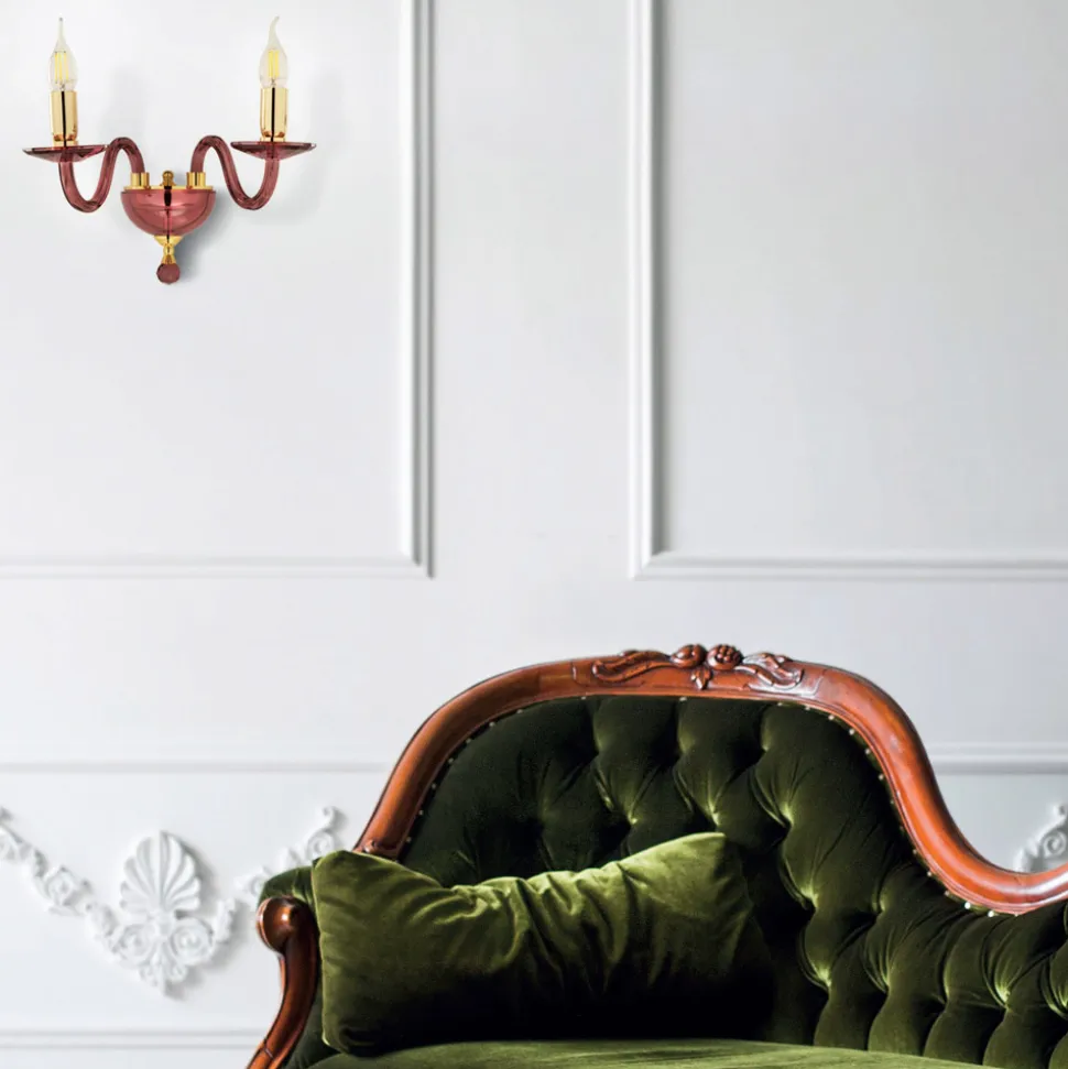 Applique 2 Luci Classica in Vetro Italiano e Metallo Made in Italy - Oliver