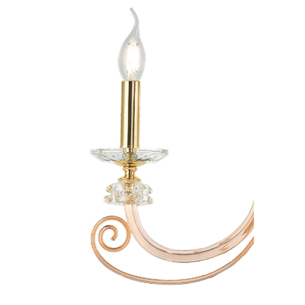 Applique 3 Luci Vetro Soffiato e Cristallo Ottico Lusso Classico - Cassea