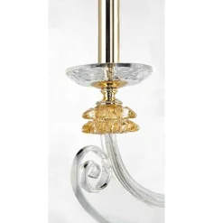 Applique 3 Luci Vetro Soffiato e Cristallo Ottico Lusso Classico - Cassea