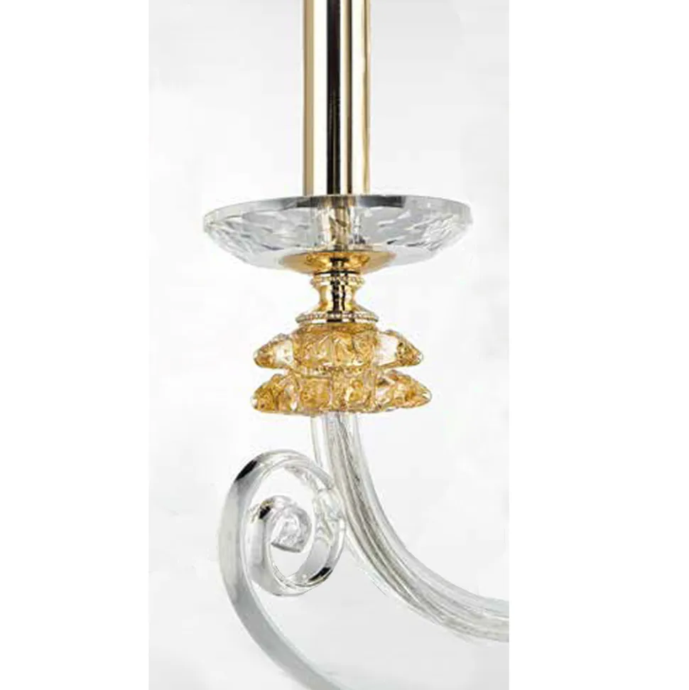 Applique 3 Luci Vetro Soffiato e Cristallo Ottico Lusso Classico - Cassea