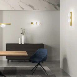 Applique o Plafoniera in Alluminio e Luce in Vetro Soffiato Bianco - Alma