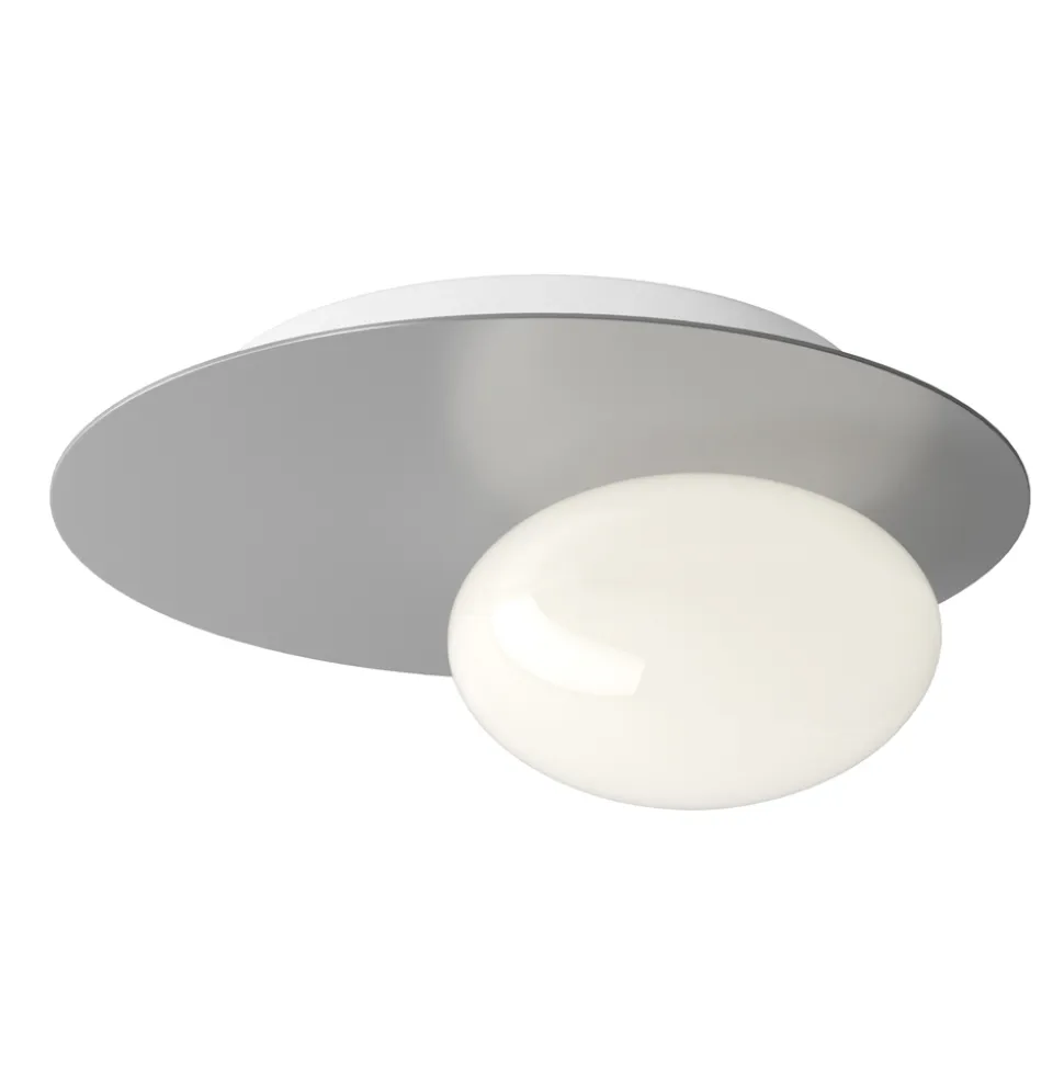 Applique o Plafoniera in Alluminio, Metallo e Luce in Vetro Bianco - Luma