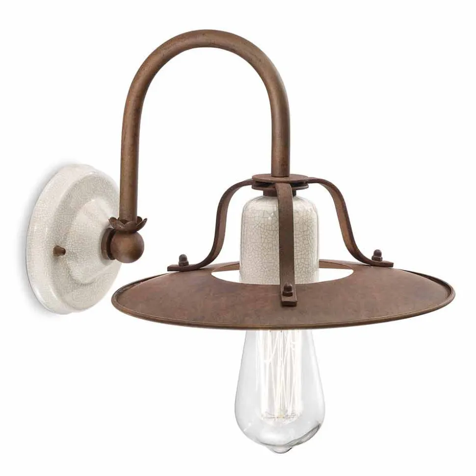 Applique stile industriale in metallo e ceramica Ferroluce