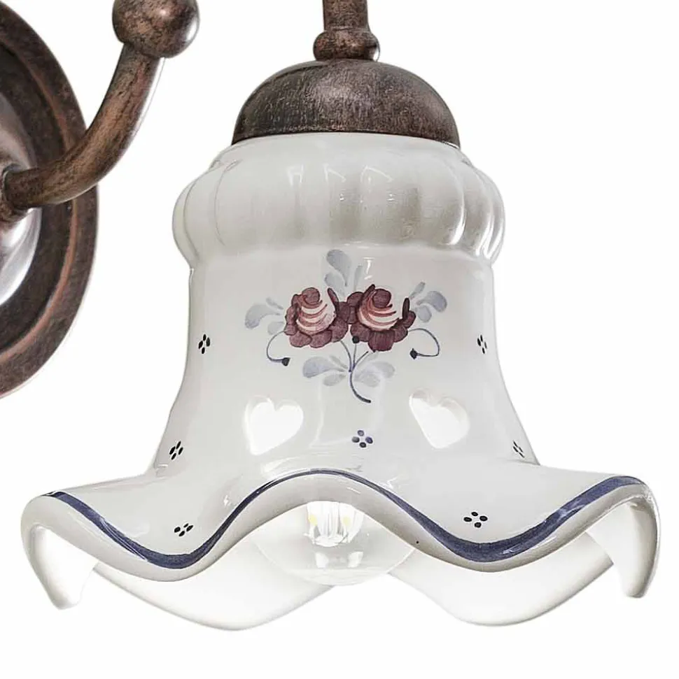 Applique Vintage Artigianale Ferro e Ceramica e Decoro a Mano - Chieti