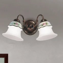 Applique Vintage Ferro, Vetro e Ceramica Decoro Dipinto a Mano - Ferrara