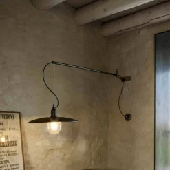 Applique Vintage in Ottone con Braccio Movibile - Meridiana Aldo Bernardi