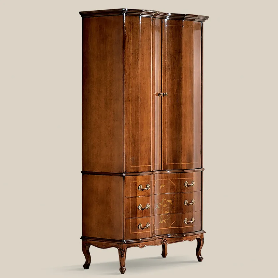Armadio Classico in Legno con 2 Ante e 3 Cassetti Made in Italy - Luxury