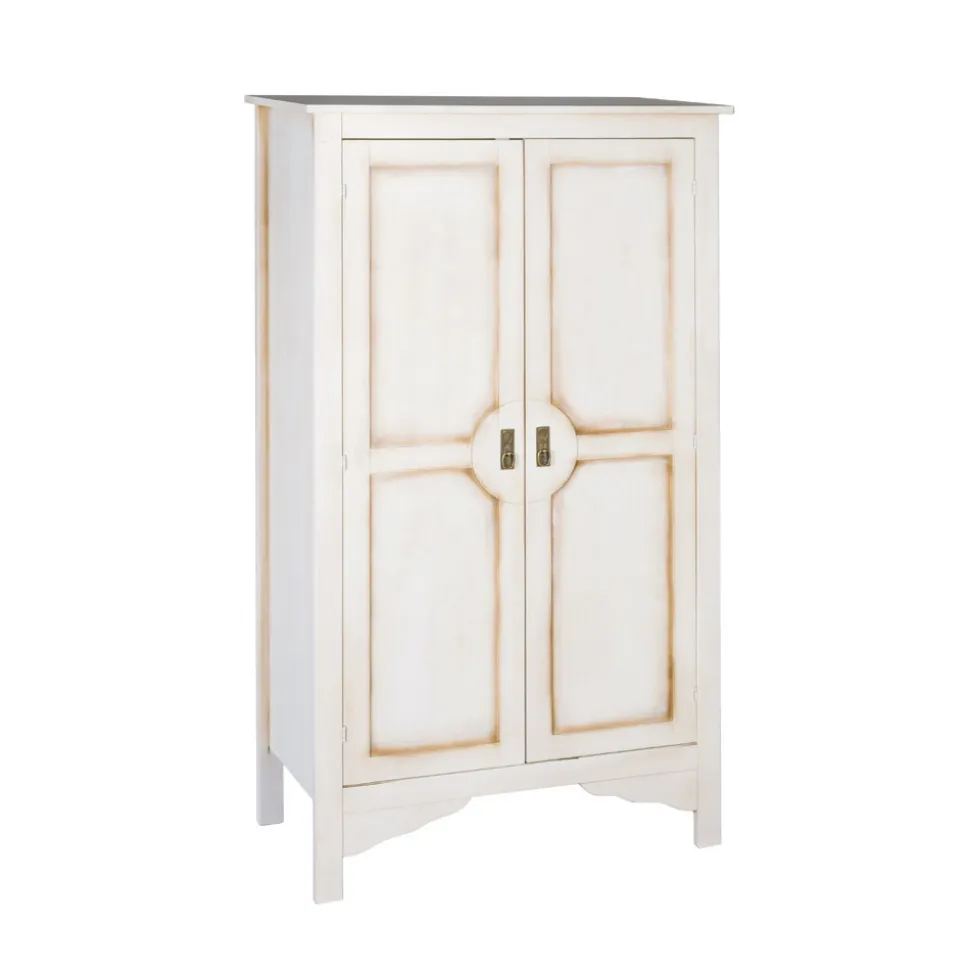 Armadio in Legno Bianco Patinato con 2 Ante Made in Italy - Agni