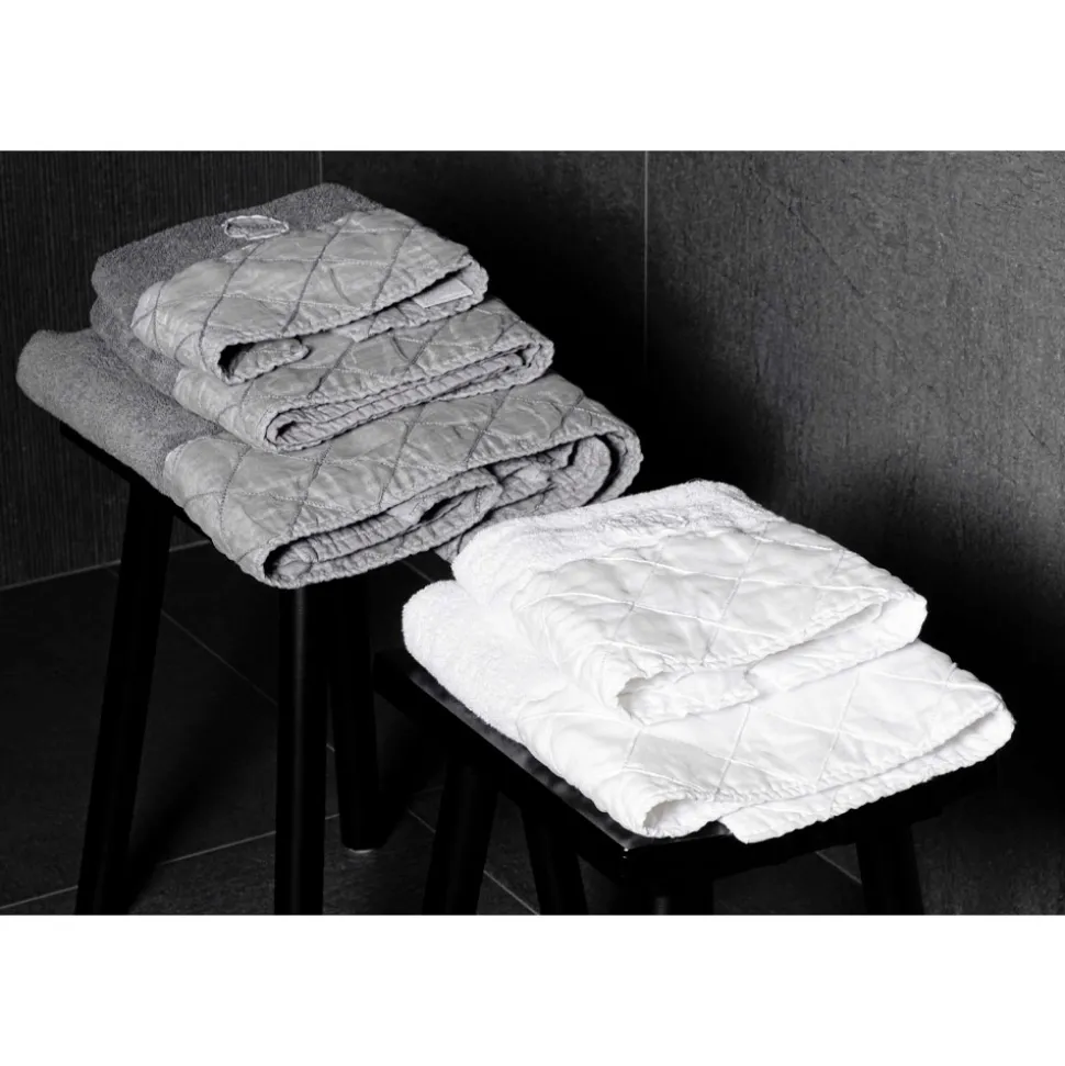 Asciugamano Viso in Spugna di Cotone Bianco con Decoro Geometrico - Gimmy