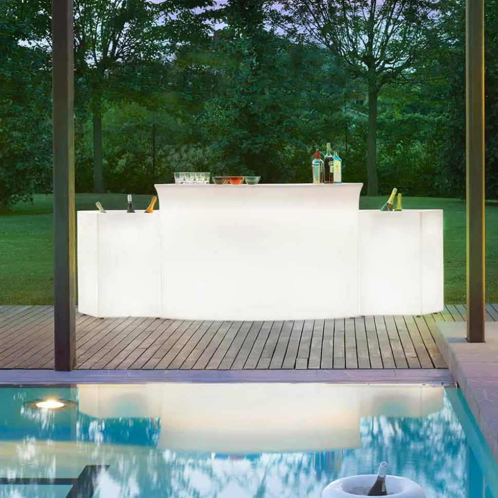 Bancone bar luminoso da esterno moderno Slide Break Bar made in Italy