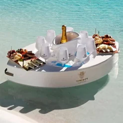 Bar galleggiante in ecopelle bianca nautica Trona fatto in Italia
