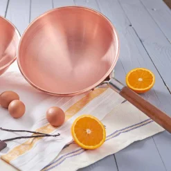 Bastardella in Rame Massiccio Liscio con Manico in Legno 30 cm - Giampiero