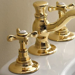 Batteria Bidet a 3 Fori con Scarico in Ottone Fatto a Mano Classica - Fioretta