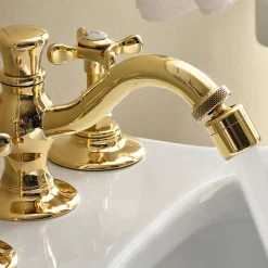Batteria Bidet a 3 Fori con Scarico in Ottone Fatto a Mano Classica - Fioretta