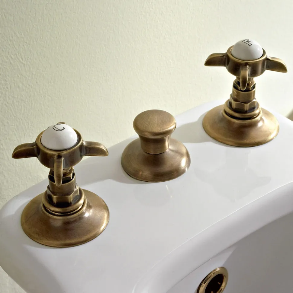Batteria Bidet 3 Fori Erogazione Interna Ottone e Maniglie a Farfalla - Miriano