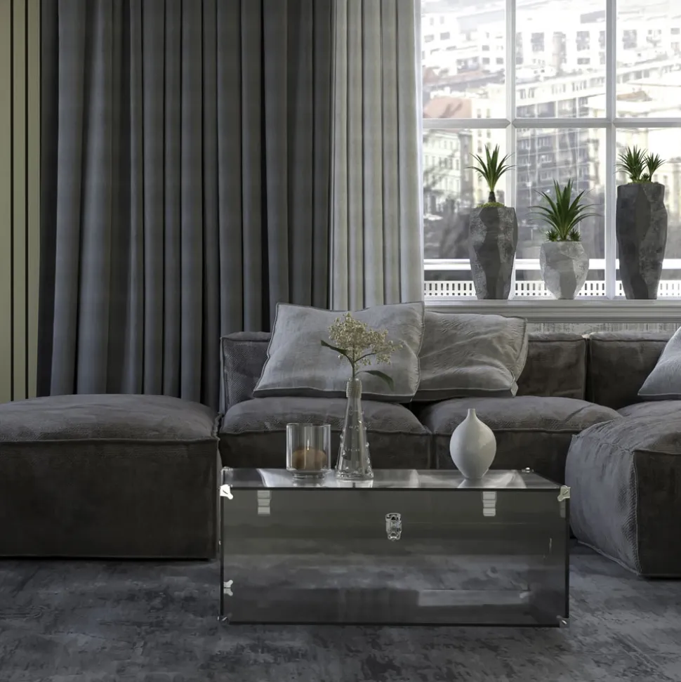 Baule in Cristallo Acrilico Trasparente o Fumè e Acciaio Moderno - Dante