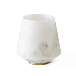 Bicchiere Acqua in Marmo Bianco di Carrara Satinato e Ottone - Scaglio