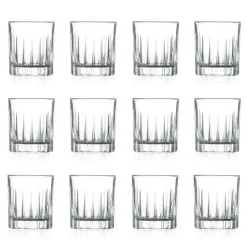 12 Bicchieri da Liquore in Eco Cristallo con Decori Lineari Design - Senzatempo