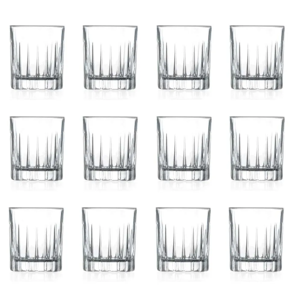 12 Bicchieri da Liquore in Eco Cristallo con Decori Lineari Design - Senzatempo