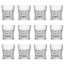 Bicchieri Tumbler Bassi in Eco Cristallo Decoro Squadrato 12 Pz - Ritmo