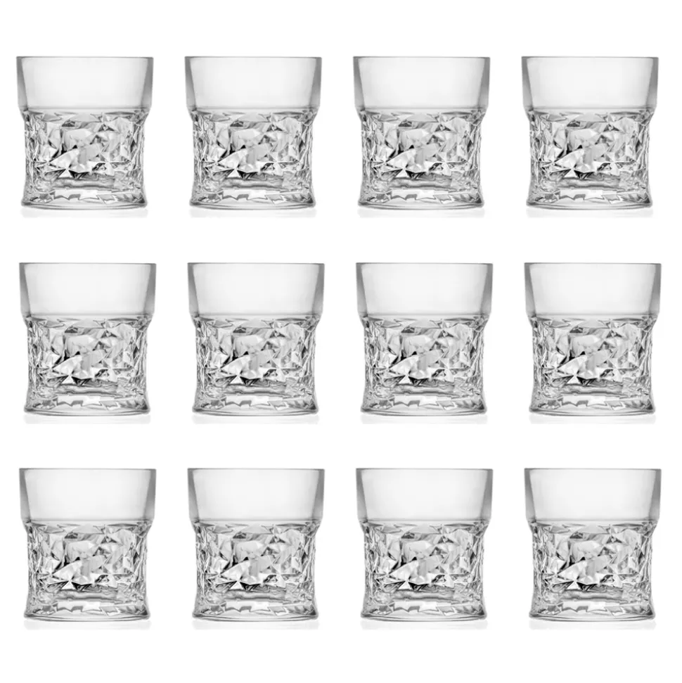 Bicchieri Tumbler Bassi in Eco Cristallo Decoro Squadrato 12 Pz - Ritmo