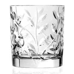 Bicchieri Tumbler Bassi in Eco Cristallo Decoro a Foglia 12 Pz - Magnolio