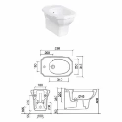 Bidet a Sospensione in Ceramica Bianca Stile Vintage, Made in Italy - Nausica