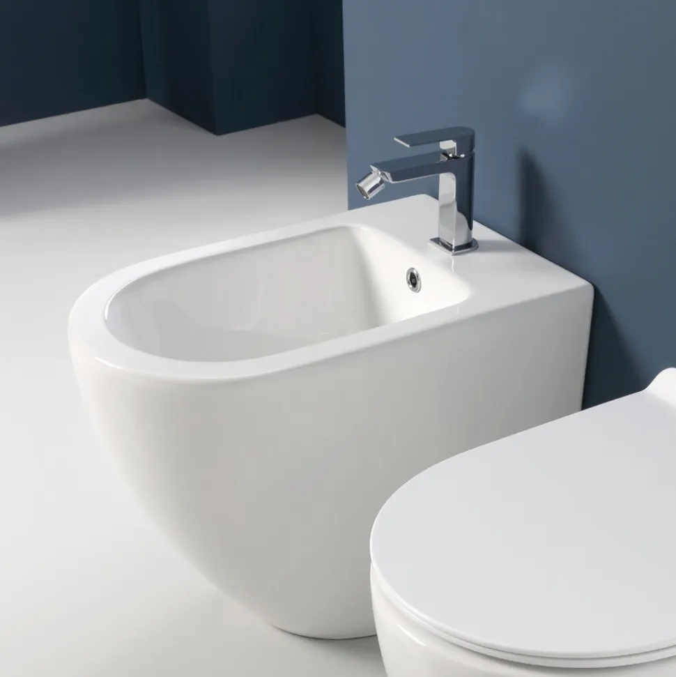 Bidet a Terra Ciclonico Monoforo in Ceramica dal Design Moderno - Aralia