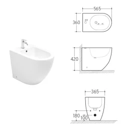 Bidet a Terra Ciclonico Monoforo in Ceramica dal Design Moderno - Aralia