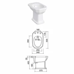 Bidet da Terra Bianco in Ceramica Stile Vintage Made in Italy - Nausica
