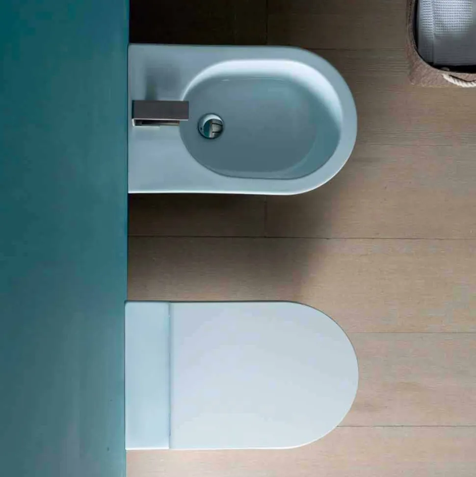 Bidet in ceramica 57x37cm design moderno Sun, made in Italy