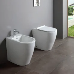 Bidet Monoforo a Terra con Tecnologia Rimless in Ceramica Bianca - Oleandro