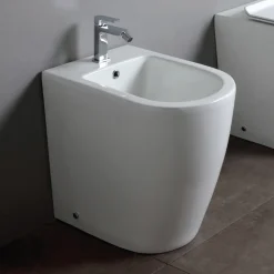 Bidet Monoforo a Terra con Tecnologia Rimless in Ceramica Bianca  - Oleandro