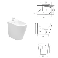 Bidet Monoforo a Terra con Tecnologia Rimless in Ceramica Bianca  - Oleandro