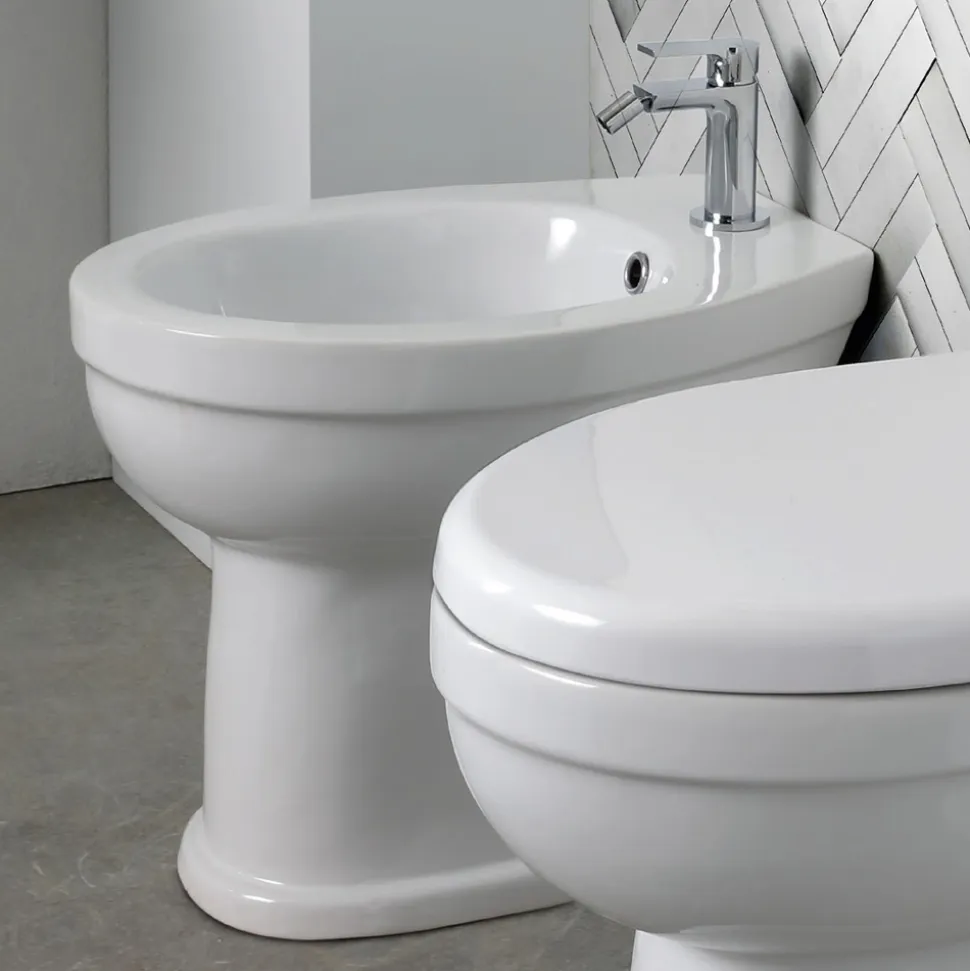 Bidet Monoforo a Terra in Ceramica Bianca dal Design Classico - Silice