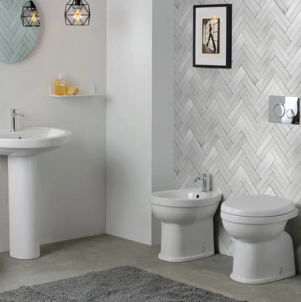 Bidet Monoforo a Terra in Ceramica Bianca dal Design Classico - Silice