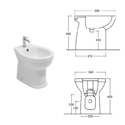Bidet Monoforo a Terra in Ceramica Bianca dal Design Classico - Silice