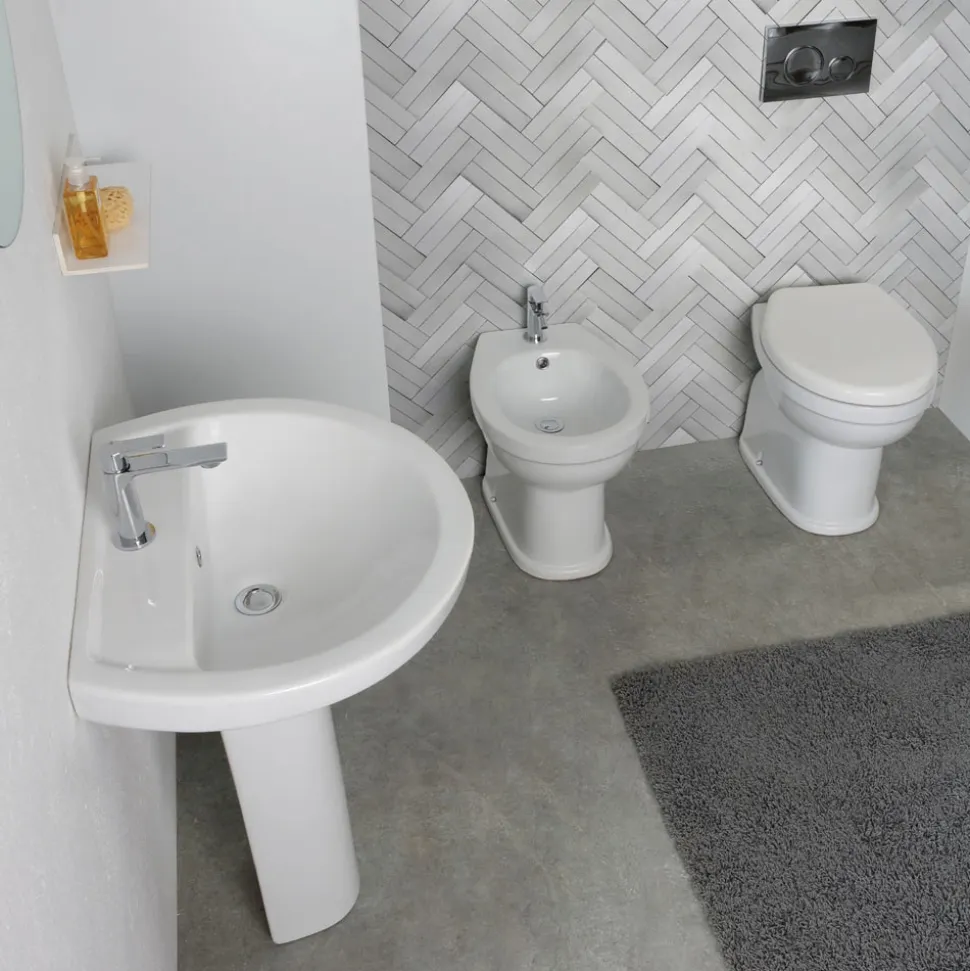 Bidet Monoforo a Terra in Ceramica Bianca dal Design Classico - Silice