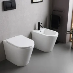 Bidet Monoforo a Terra in Ceramica Bianca dal Design Moderno Elegante - Salice