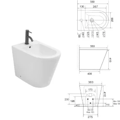 Bidet Monoforo a Terra in Ceramica Bianca dal Design Moderno Elegante - Salice