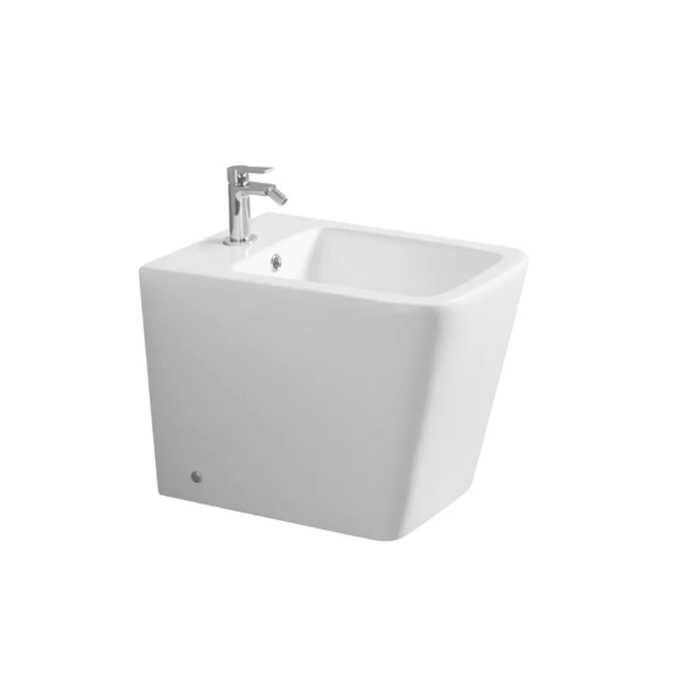 Bidet Monoforo A Terra in Ceramica Bianca dal Design Moderno Elegante - Giunco