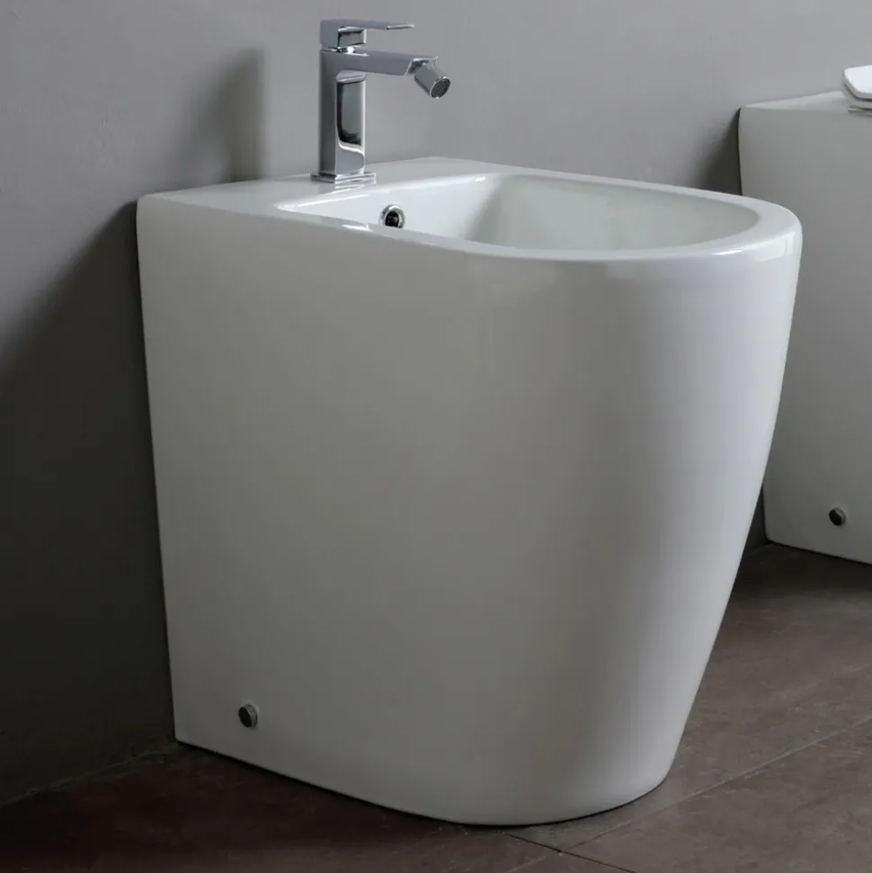 Bidet Monoforo con Scarico Traslato in Ceramica dal Design Moderno - Oleandro