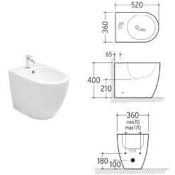 Bidet Monoforo in Ceramica Opaca Bianca e Nera Dal Design Moderno - Aster