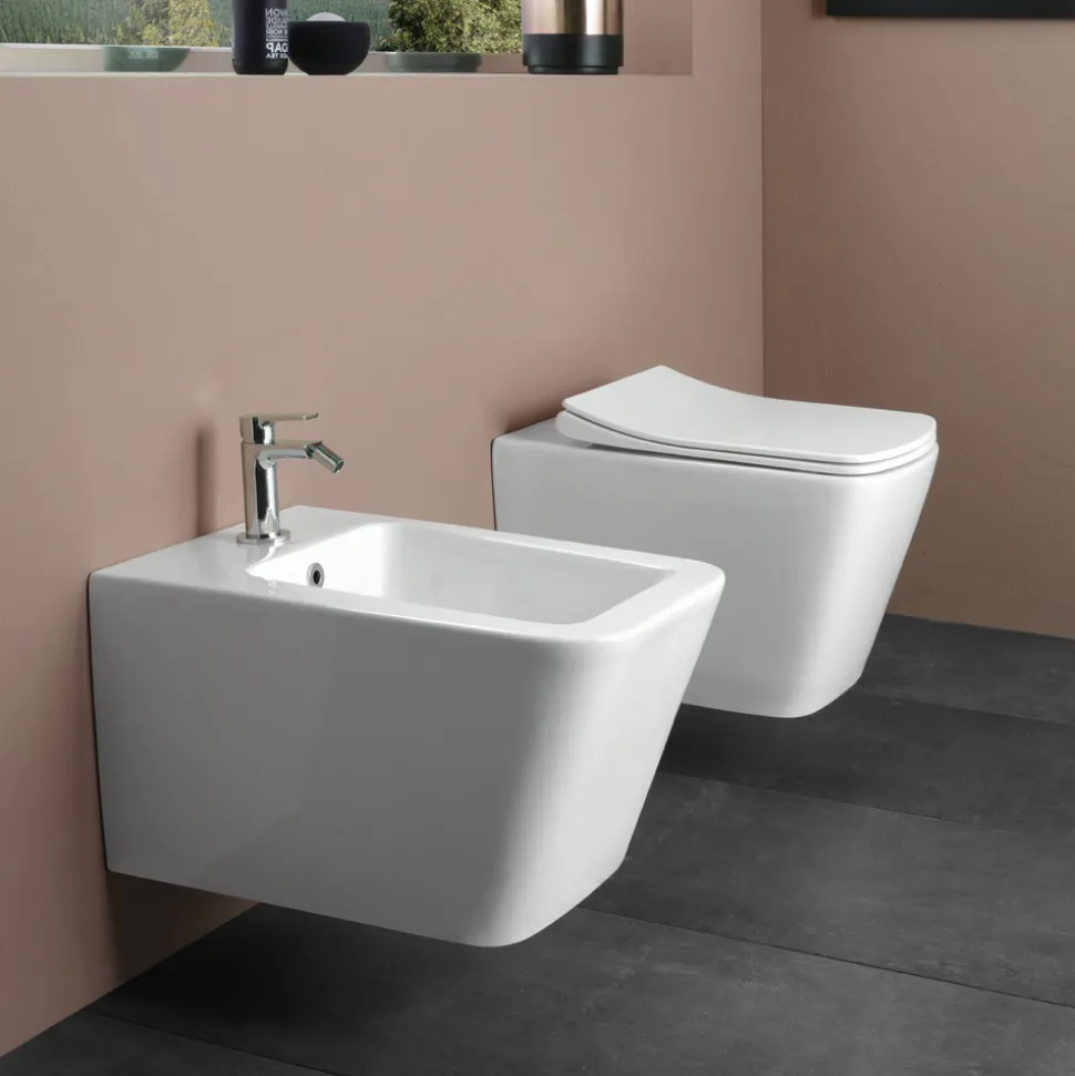 Bidet Monoforo Sospeso in Ceramica Bianca dal Design Moderno Elegante - Giunco