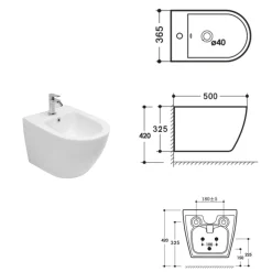 Bidet Monoforo Sospeso in Ceramica Bianca dal Design Moderno - Ginepro