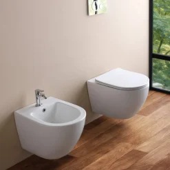 Bidet Monoforo Sospeso in Ceramica Bianca dal Design Moderno - Ginepro